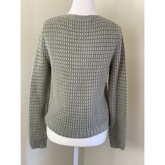 Rosemunde Chunky Knit Pocket Cardigan Sweater Snap Sage Green Gray Metallic XS S - Picture 4 of 8